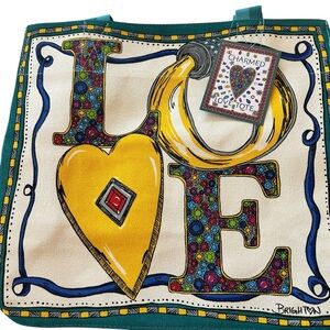 New Brighton Charmed with Love Multicolor Jewel Print Elegant Canvas Tote
